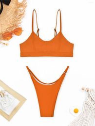 Women's Swimwear S - XL Sexy High Leg Cut Bikini Women Female Swimsuit Two-pieces Set Bather Padded Bathing Suit Swim K5288