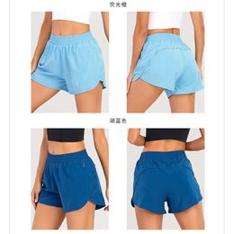 Yoga Lu-02 Brand Womens Outfits Shorts Exercise Short Pants With Zipper Pocket Fitness Wear Girls Running Elastic Female Pants Sportswear 581