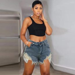 Women's Shorts 2024 Summer Pockets Denim Casual Polyester Mid Waist Short Fashion Streetwear Pants Jeans