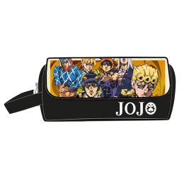 Cases JoJo's Bizarre Adventure GIOGIO Large Pencil Bag School Stationery Storage Anime Organiser for Cosmetics Nylon Makeup Coin Pouch