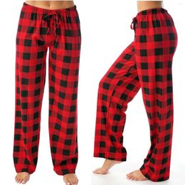 Women's Pants 2024 Straight Wide Leg Ladies Casual Plaid Printed Pajama Elastic Rope Trousers Female Pantalones De Mujer