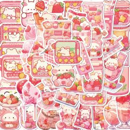 10/30/50PCS Cute Pink Food PVC Sticker Aesthetic Children's Decoration Scrapbooking Korean Stationery School Supplies for Kids