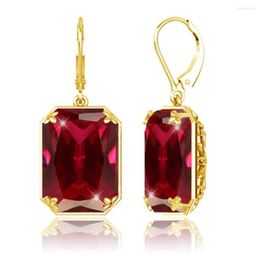 Dangle Earrings Vintage Ruby Drop 18K Gold Plated Women Luxury Hanging 925 Sterling Silver Hoop Engagement Fine Jewellery Gift329V