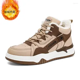 Casual Shoes Winter Suede Board High Top ShoesSneakers For Men Retro Leisure Thick Bottom Keep Warm Plush Sport