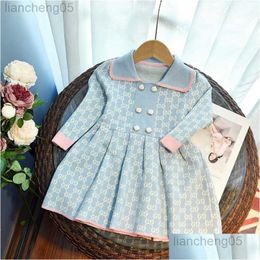 Girls Dresses Baby Girl Clothing 2022 Fashion Knitting Casual Sweater Long Sleeve Solid Children For 3-8 Year Dress Drop Delivery Kids Oti6F