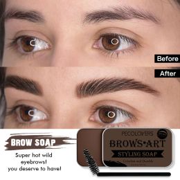 Enhancers PECOLOVERS Eyebrow Gel Wax Brow Soap 6 Colour Tint Eyebrow Enhancer Natural Makeup Soap Brow Sculpt Lift Makeup for Women