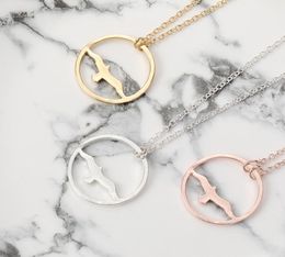 10pcs Abstract Flying Bird Pendant Necklace Eagle llow Seagull in Circle Charm Jewellery Necklace for Gift6821091