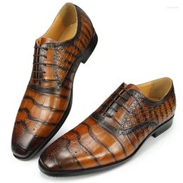 Dress Shoes 2024 High Quality Oxford Style Men Brogue Wedding Office Footwear Genuine Leather Lace-up Natural Handmade Size 44