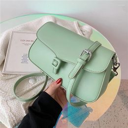 Shoulder Bags Solid Saddle Design PU Flap Bag For Women 2024 Fashion Summer Trends Crossbody Green