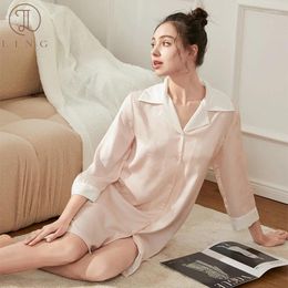 Women's Sleepwear Ling Shirt Robe Pajamas Slip Dress Silk Dresse Backless Simple Elegant Night Gowns