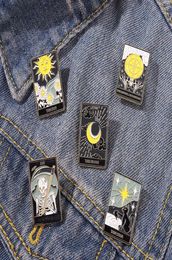 Punk Tarot Card Series Sun Moon Brooches Women Alloy Enamel Star Skeleton Badges Accessories For Unisex Sweater Backpack Clothes L4186654