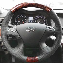 Steering Wheel Covers For Infiniti Q70 QX60 DIY Imitation Peach Grain Leather Suede Cover Car