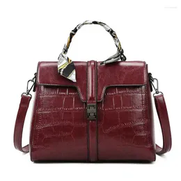 Shoulder Bags High Quality Women's Leather Bag Stone Handbag Fashion Messenger Laptop 2024