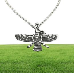 Pendant Necklaces Hip Hop Rock Stainless Steel Faravahar Ahura Mazda Necklace For Men Zoroastrian Jewellery Gold Silver Color9561519
