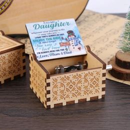 Decorative Figurines Hand Crank Engraved Musical Box Wooden Christmas Music Merry Decorations Gifts Cute For Boy Girls