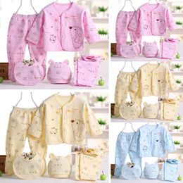 Clothing Sets 5PCS Born Baby Boys Girls Layette Set Cotton Sleepwear Tops Hat Pants Bib Suit Outfit Clothes For 0-3M