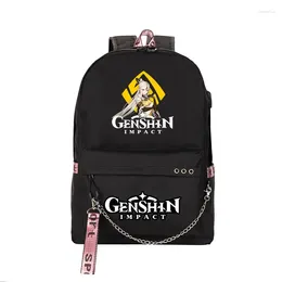 Backpack Hip Hop Novelty Funny School Bags Boys Girls Genshin USB Print Oxford Waterproof Notebook Multifunction Travel Backpacks