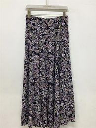 Skirts Spring Summer Women Midi Skirt Floral Letter Print High Waist 2024 Female Vintage Jupe
