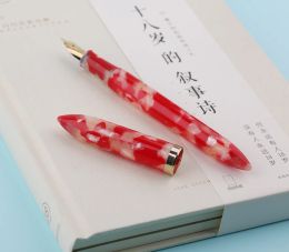 Pens Moonman / MAJOHN S1 Kio Fish Red Acrylic Resin Fountain Pen Iridium Extra Fine / Fine Nib 0.38 / 0.5mm Writing Pen with Box Set