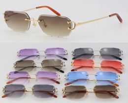 New Model Metal Rimless Diamond Cut Fashion Sunglasses Male CT00920 Driving Glasses C Decoration High Quality Designer 18K Gold Fr8004514