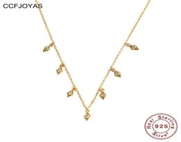 Chains CCFJOYAS 925 Sterling Silver Tassel Zircon Pendant Necklace For Women European And American INS Fashion Wild Clavicle Chain4694979