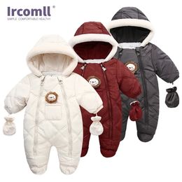 Ircomll Hight Quality born Baby Winter Clothes Snowsuit Warm Fleece Hooded Romper Cartoon Lion Jumpsuit Toddler Kid Outfits 240409
