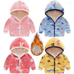 Jackets Children's Fall And Winter Boys Girls Padded Thickened Cartoon Jacket Baby Infant Hooded Sweater Cardigan
