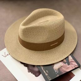 Spring and summer jazz hat straw hat men and women hand woven plant Fibre hollow straw hat top hat sun hat pastoral beach breathable adjustable wide edge 7cm