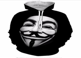 Fashion 3D Printed Vendetta Mask Hacker Men Women PulloVer Hoodies Street Wear Casual Hip Hop Pockets Sweatshirt Clothing ZGXL01045706617