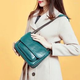 Shoulder Bags Solid Color Stylish Simple Chain Crossbody For Women 2024 Retro Style Messenger Bag High Quality Ladies Handbags