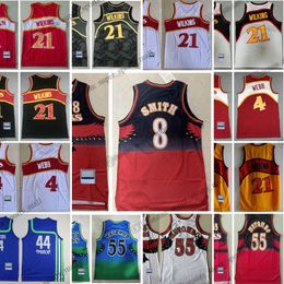 Youth Kids Men Basketball Jerseys 21 Dominique 55 Dikembe Wilkins Mutombo 8 Steve 4 Spud Smith Retro Jersey