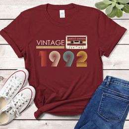 Women's T Shirts 2024 Vintage Audio Tape 1992 Limited Edition Shirt Women Harajuku 32nd 32 Years Old Birthday Party Top Retro Tshirt