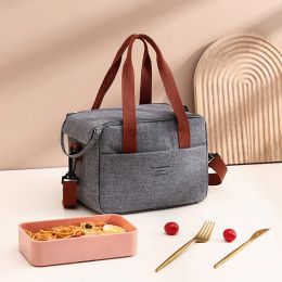 Bags Portable Lunch Bag For OL Women Thermal Insulated Lunch Box Tote Cooler Handbag Waterproof Bento Pouch Office Food Shoulder Bags