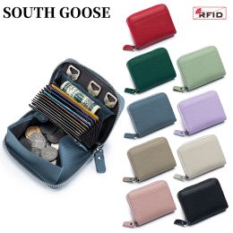 Holders Fashion RFID Organ Card Wallets Genuine Leather Women Large Capacity Credit Card Holders Female Portable Coin Purses Money Bag