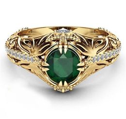 Emerald Color 14k Gold Plated Ring For Woman Men Engagement Wedding Ring1105925