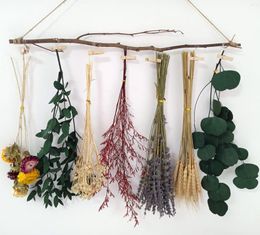 Decorative Flowers Dried Flower Rack Dry Pampas Eucalyptus Leaves Wall Hanging Farmhouse Decor Artificial Arrangements