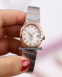 27mm New CoAxial Date 12320272055001White Diamond Dial Automatic Womens Watch Sapphire Two Tone Rose Gold Band Lady Watches9370219