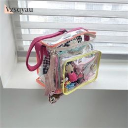 Bags Korean Style Women Clear Summer Beach Bag Waterproof Large Travel Zipper Bag Mommy Bag Handbag Children Outdoor Beach Toys Bag