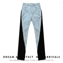 Women's Jeans Stretch Autumn Spring Fashion Patchwork Low Waist Full Length Simple Office Lady Pencil Pants Euro-America Style