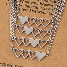 Pendant Necklaces 4 Pcs Stainless Steel Heart-shaped Matching Heart Pendants For Sister Friend Necklace Friendship Jewelry