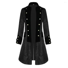 Men's Trench Coats Mens Floral Jacquard Velvet Steampunk Gothic Tailcoat Jacket Renaissance Pirate Vampire Jackets Men Vintage Victorian