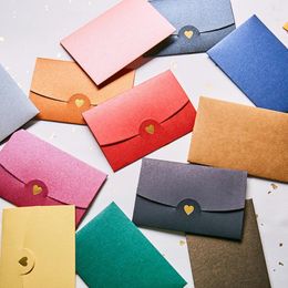 Gift Wrap 10 Pcs 10.5 7CM Small Greeting Card Name Envelope Stamping Love Pearlescent Paper Mini Envelopes