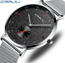Luxury Brand CRRJU Men Watch Classic Business Slim Quartz Watch Stylish Simple Waterproof Steel Mesh Clock Relogio Masculino5086771