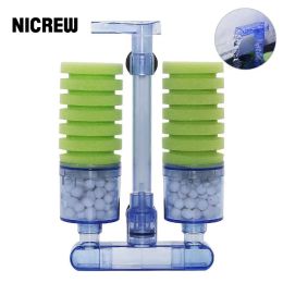 Accessories Nicrew Aquarium Sponge Filter Ultra Quiet Fish Tank Biochemical Aquarium Filter Air Pump Water Fall Double Foam Sponge Filters