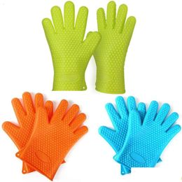 Oven Mitts Sile Heat-Resistant Glovesflexible Non-Slip Microwave Gloveterproof And Easy To Clean Bbq Goves Baking Mitten 24 Homefavor Dhlai