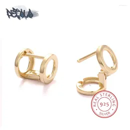 Stud Earrings 925 Silver Earring For Women Exquisite 18k Gold Pair Classic Cylindrical Shape Men Line Jewellery Korean