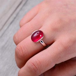 Cluster Rings MeiBapJ Real S925 Simple And Generous Set With Synthetic Red Corundum Women's Ring