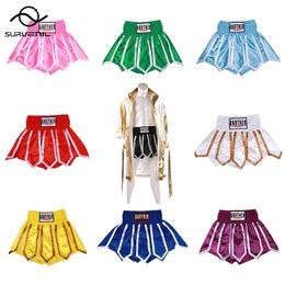 Shorts Muay Thai Men Women Kids MMA Kick Boxing Pants Lotus Ribbons Kickboxing Shorts Sanda Grappling Fight Training Uniform 240419