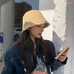 Berets Korean Hats Sun Protection Sunshade Face Covering Small All-match Denim