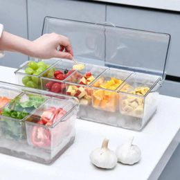 Storage Bottles Direct Food Contact Ice Box Transparent Detachable Fridge With Lid 5 Compartment Salad Fruit Vegetable For